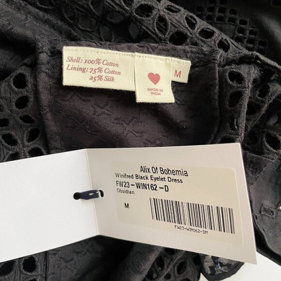 Alix of Bohemia Winifred Black Eyelet Dress Obsidian Medium  An elegant, bohemia - Picture 12 of 14